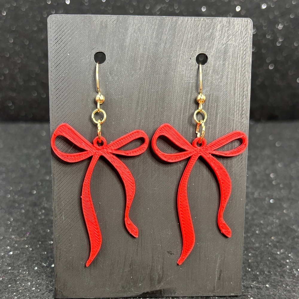 Red Bow Earrings